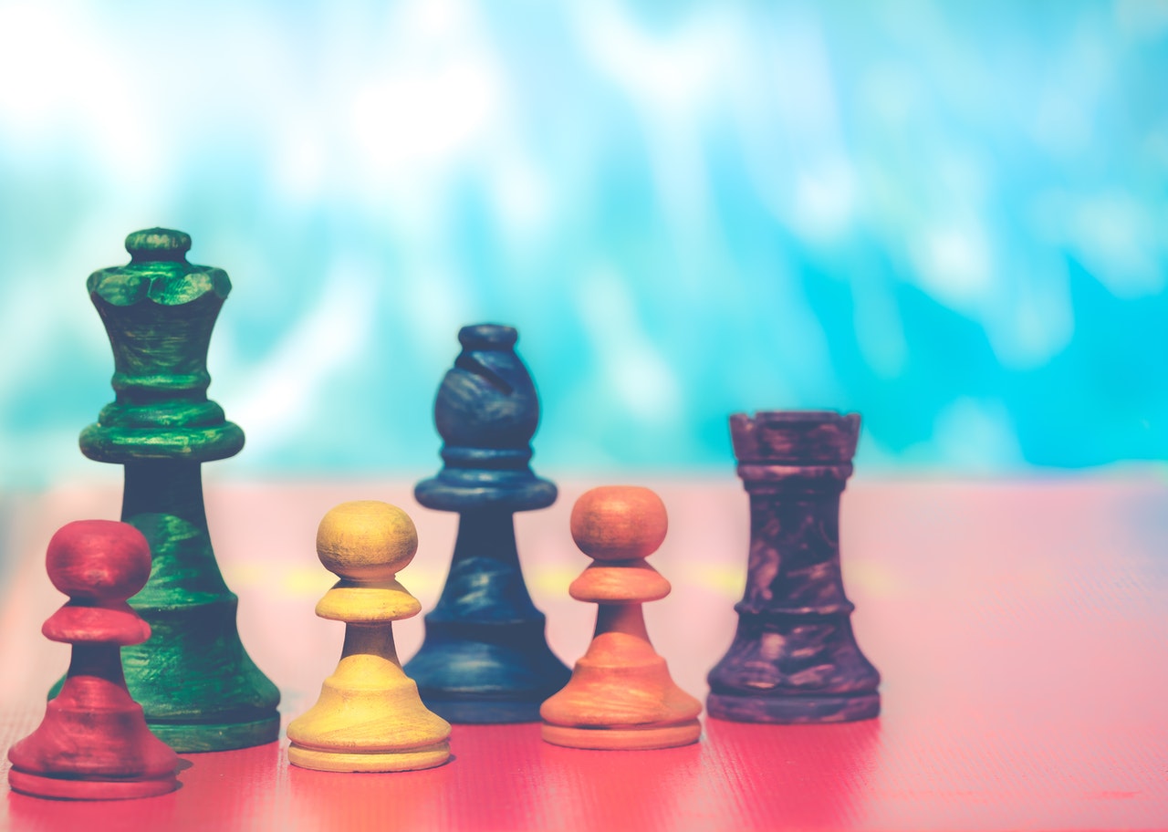 colourful chess pieces